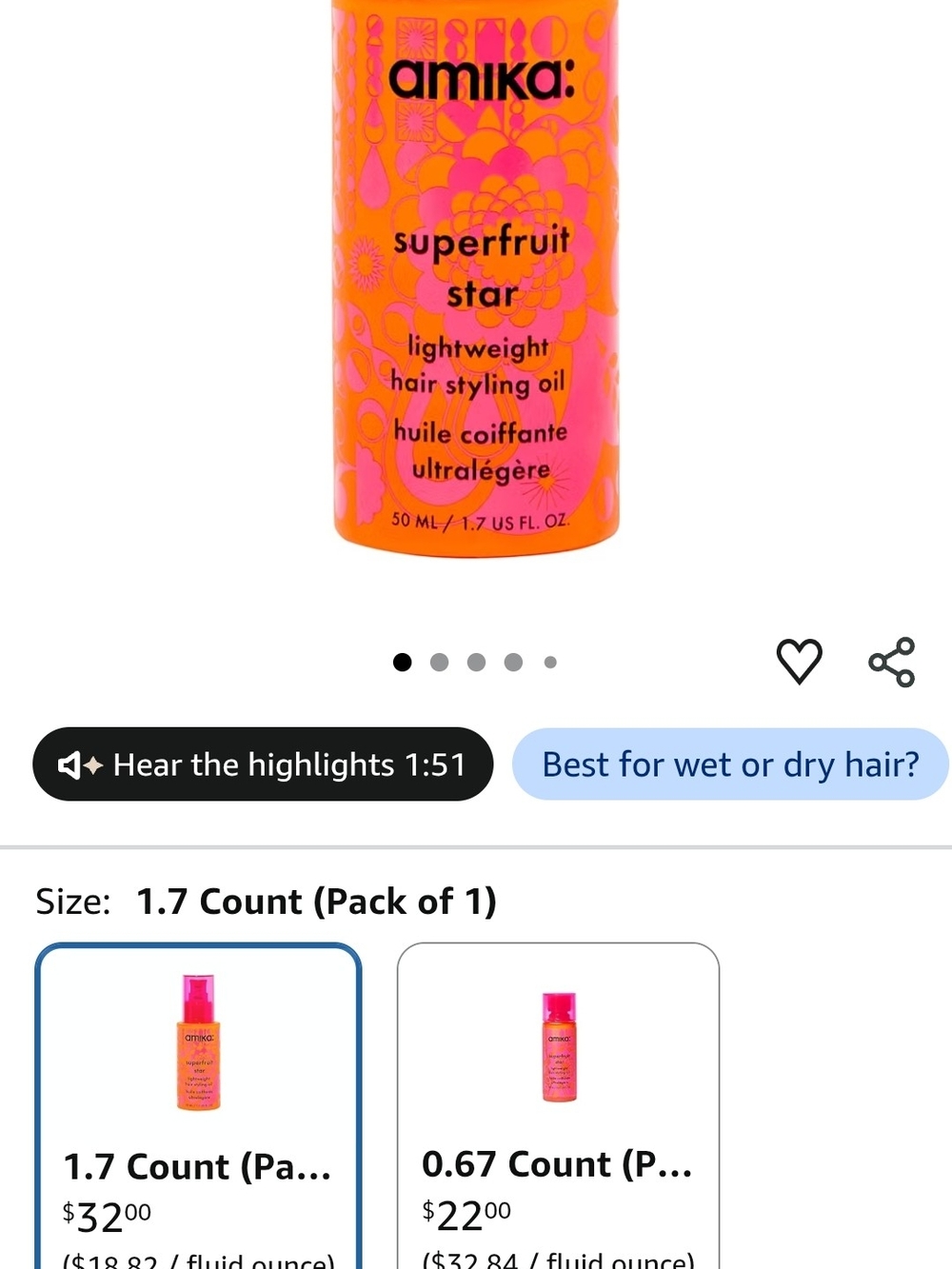 amika Superfruit Star Lightweight Hair Styling Oil NEW IN THE PACKAGE - Picture 4 of 4
